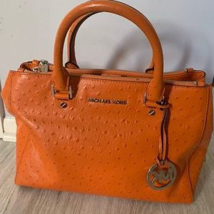 Michael Kors Orange Ostrich Leather Bag